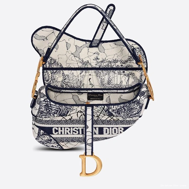 Cheap World the Blue Canvas Saddle Christian Around Dior Motif Bag 0807 Luxury